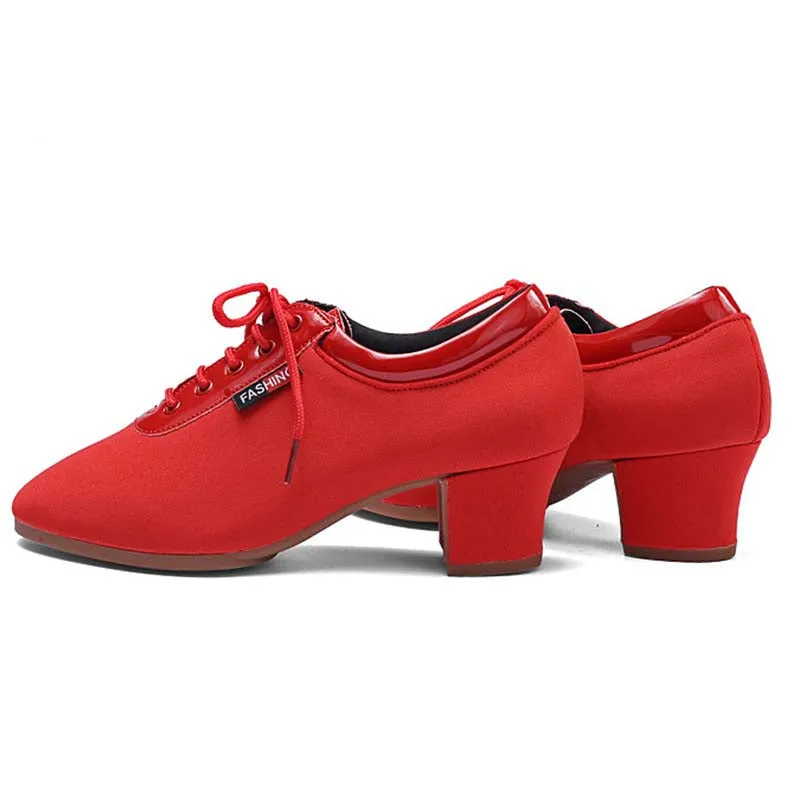 Women's Red Canvas 3.5cm/5cm Heels Ballroom Dance Shoes Teaching & Practice Shoes