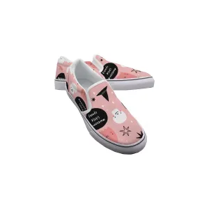 Women's Slip On Sneakers 228 pink with Halloween print