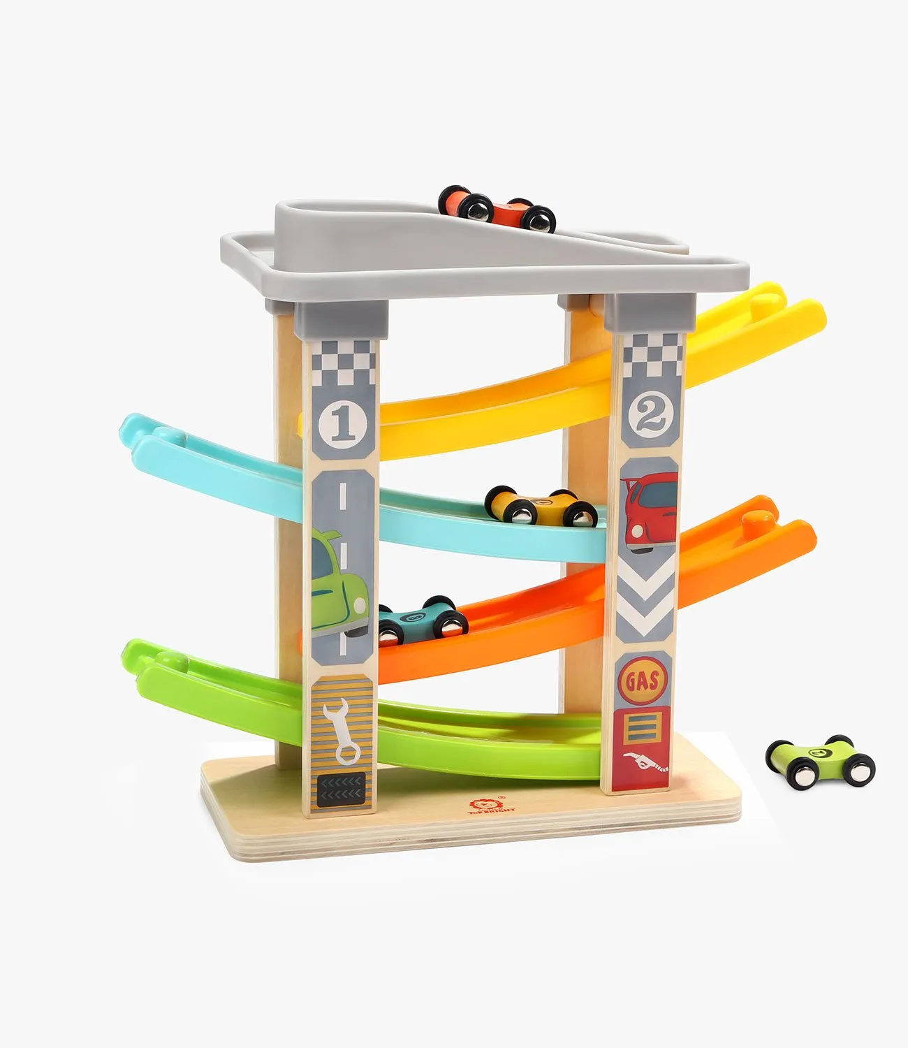 Wooden Ramp Racer with 4 Cars