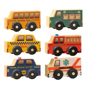 Wooden Vehicle Boxed Community Set of 6 for Toddlers – USA