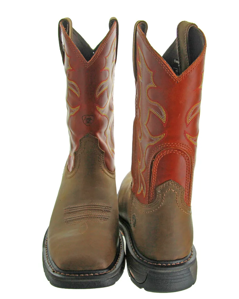 Workhog Wide Square Toe Dark Earth/Brick by Ariat