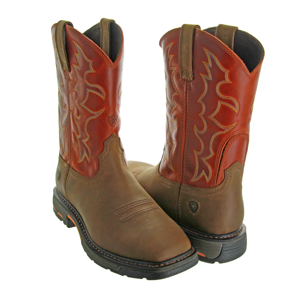 Workhog Wide Square Toe Dark Earth/Brick by Ariat