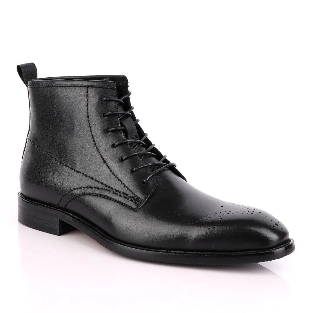 Zara High tops Brogues Lace-up Leather Chelsea Black Boot