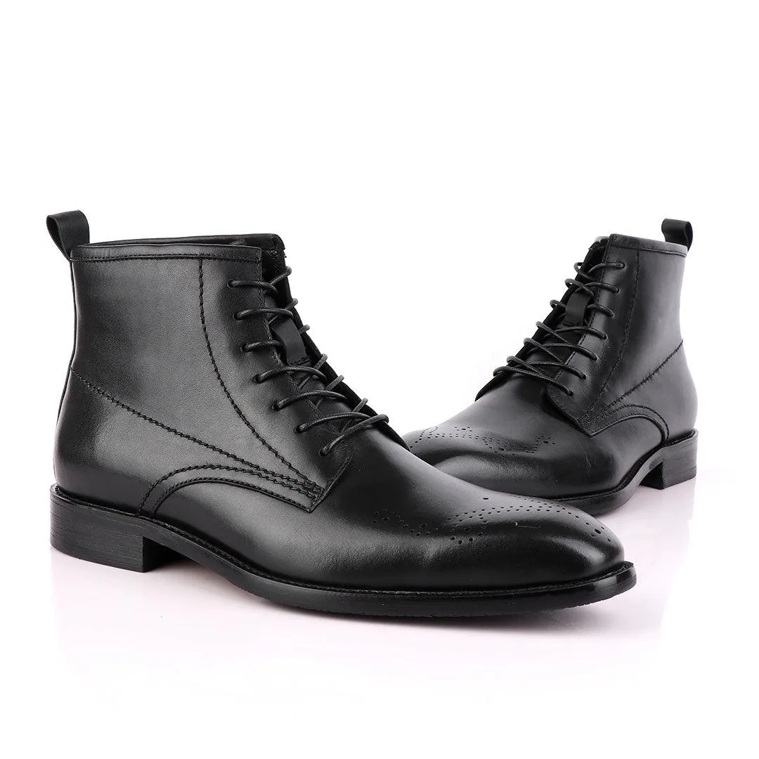 Zara High tops Brogues Lace-up Leather Chelsea Black Boot